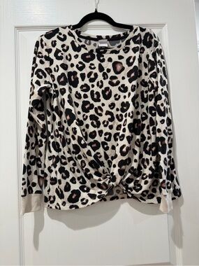 Stars Above Leopard Print Knot Front Top - Cream, Black, Brown Size S